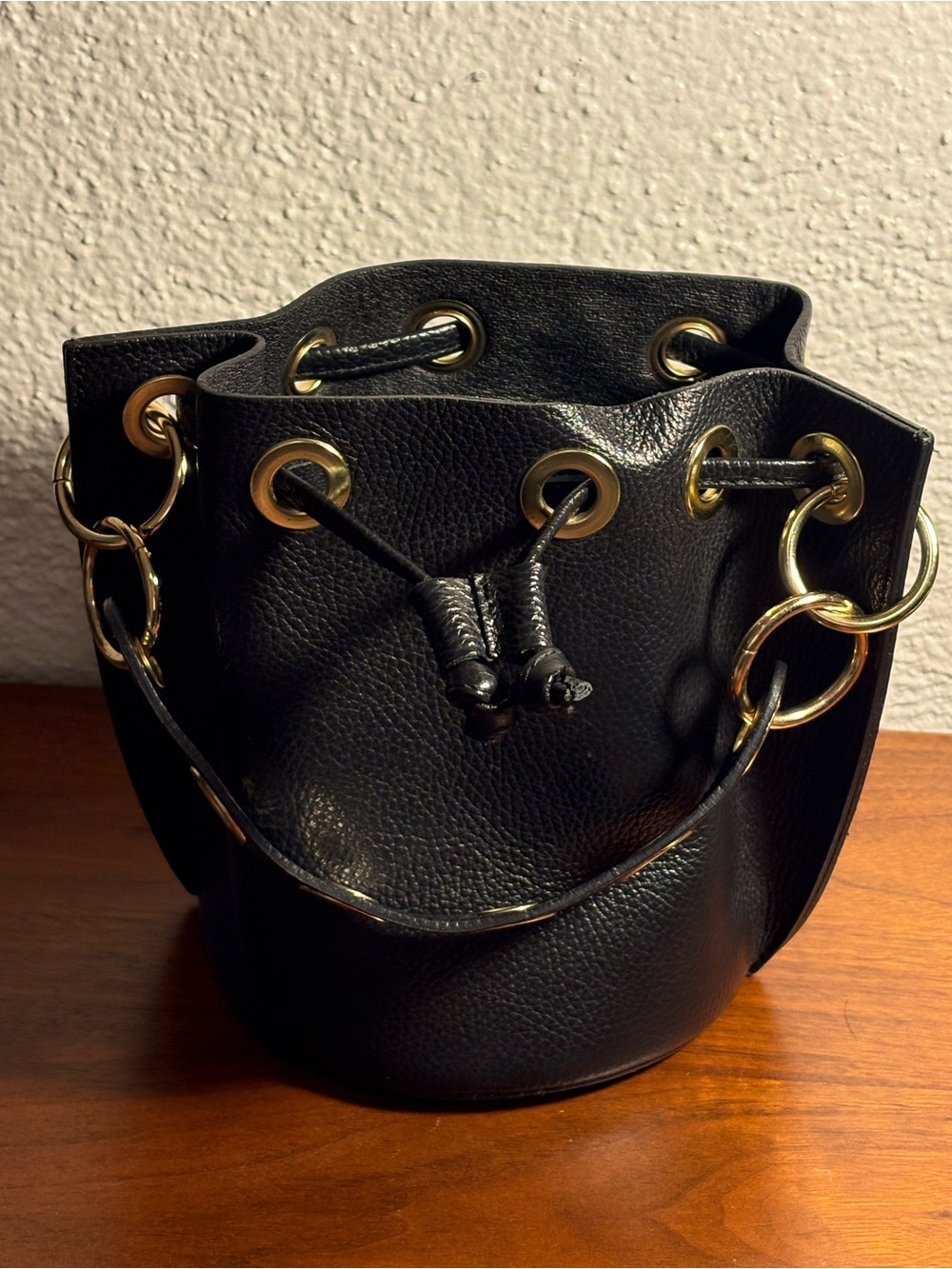 Italian-Made Mini Bucket Bag - Genuine Leather - Picture 9 of 13